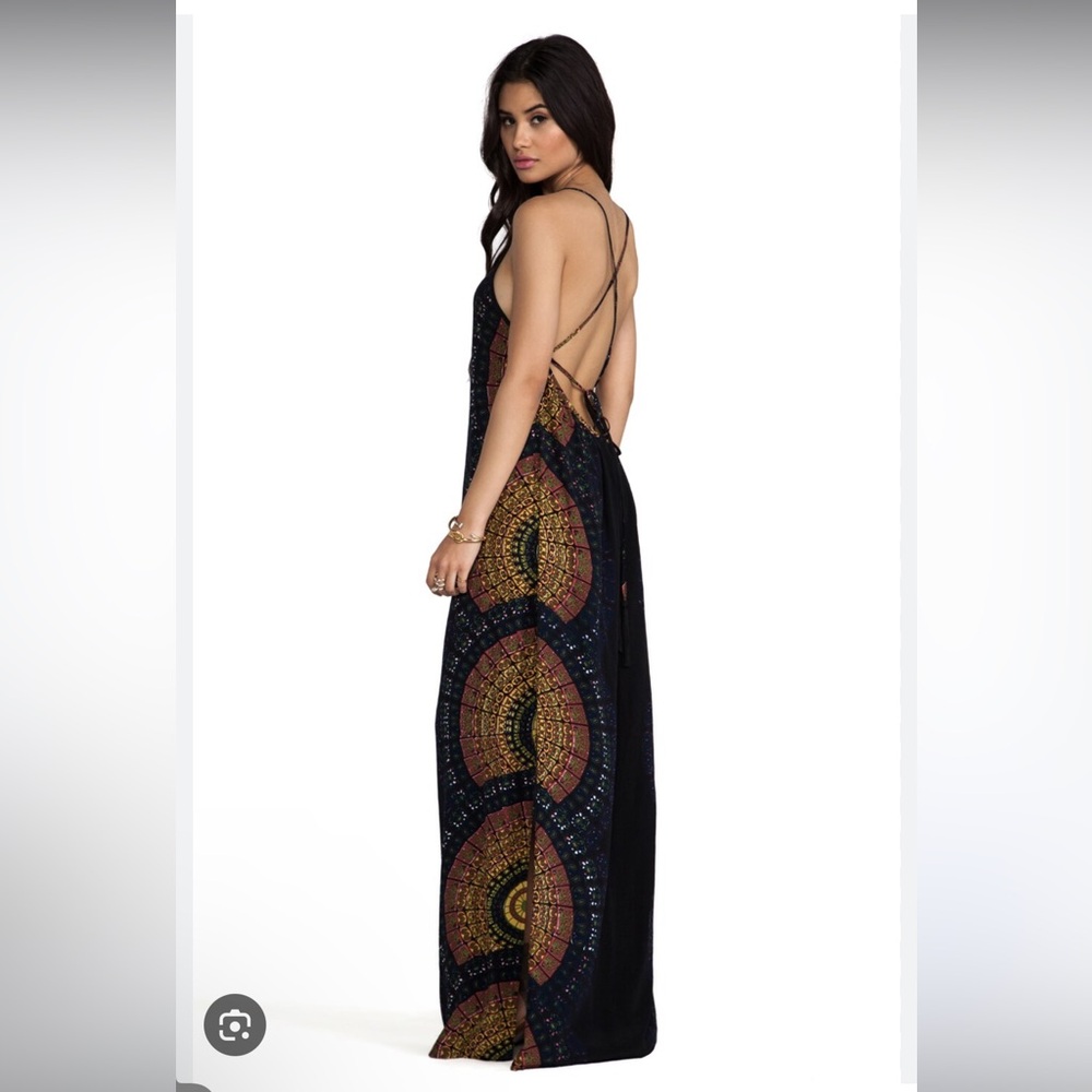 100% silk Cleobella Zadie Maxi Dress In Radial print